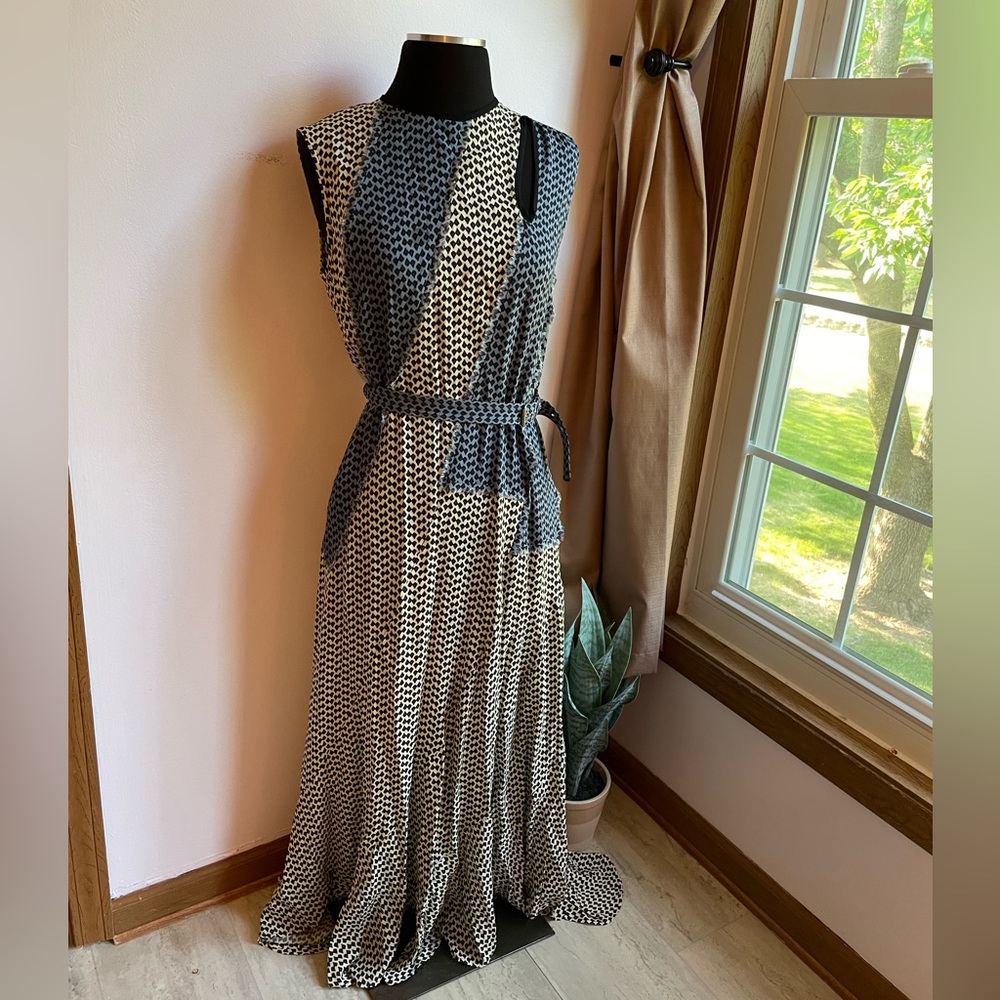Derek Lam multi print belted maxi dress